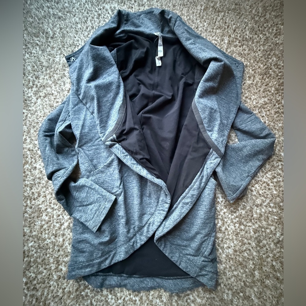 Lululemon That's A Wrap Sweater Jacket Grey Heathered Snow Slub Coal Sz 4